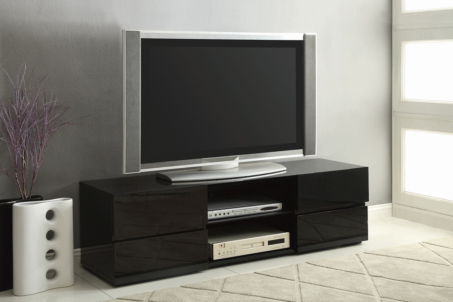 Coaster 4-Drawer TV Console - Glossy Black