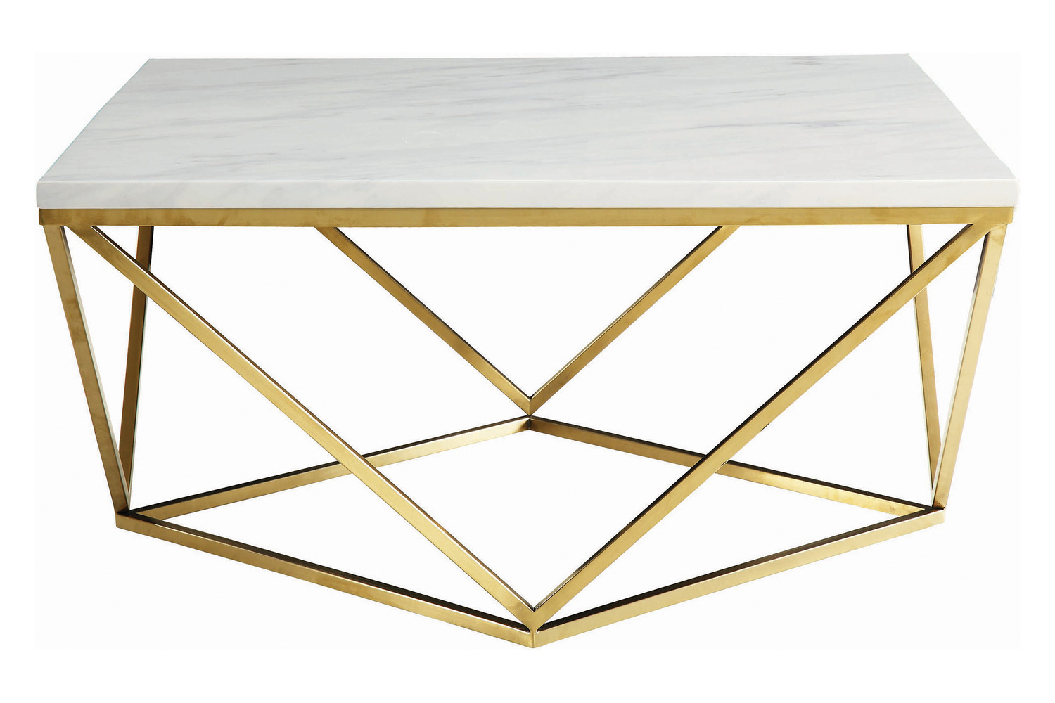 Coaster - Square Coffee Table in White/Gold