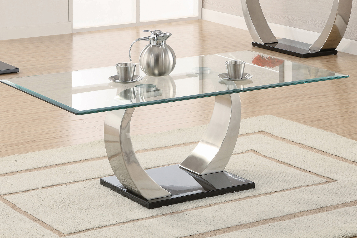 Coaster - Willemse Glass Top Coffee Table in Clear/Satin