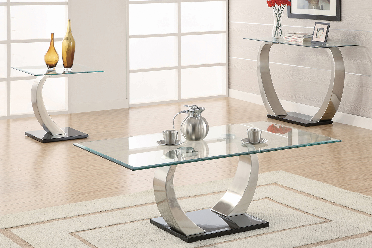 Coaster - Willemse Glass Top Coffee Table in Clear/Satin