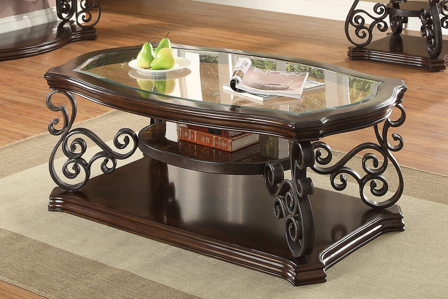 Coaster - Sir Rawlinson Coffee Table in Deep Merlot/Clear