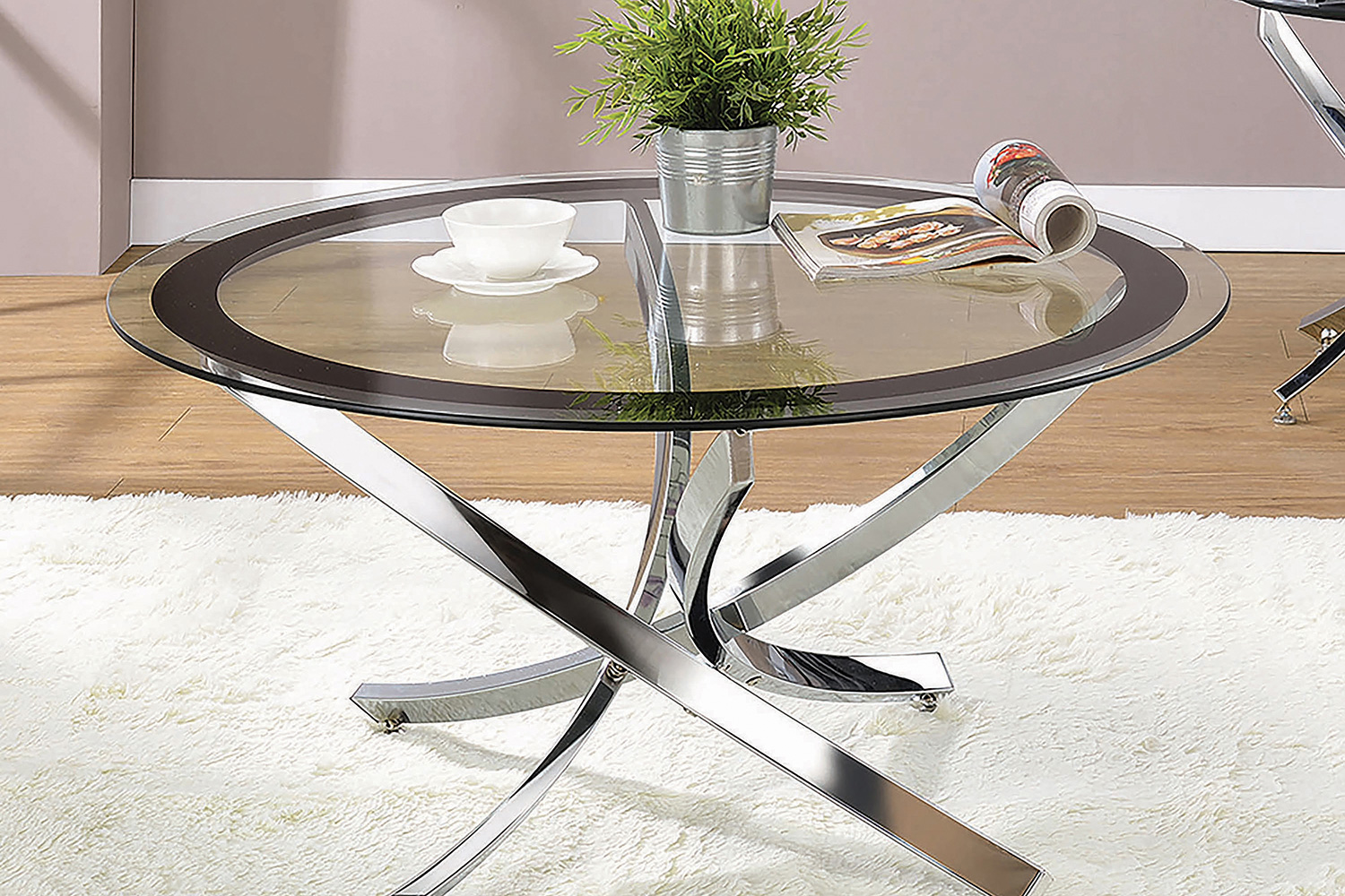 Coaster - Glass Top Coffee Table in Chrome/Black