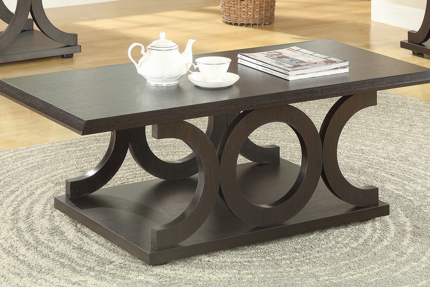 Coaster - C-Shaped Base Coffee Table in Cappuccino