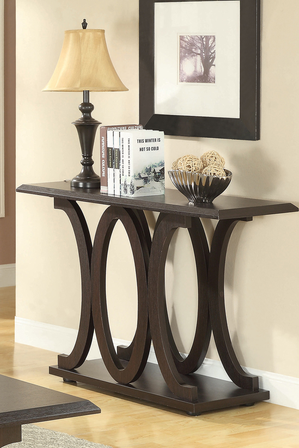 Coaster - C-Shaped Base Sofa Table in Cappuccino