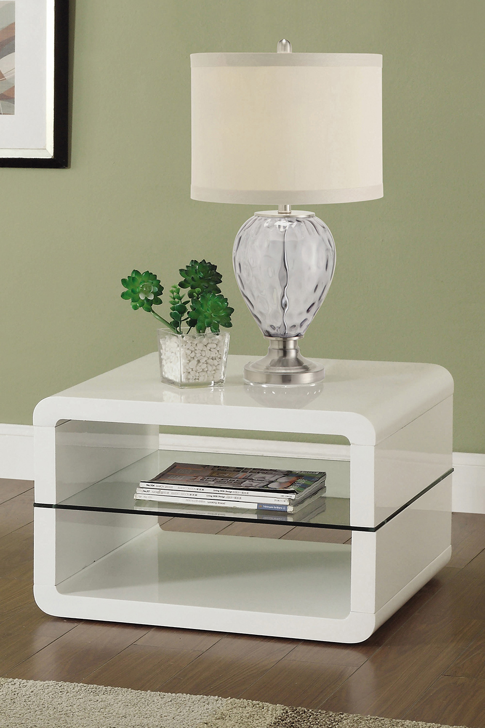 Coaster - Square 2-Shelf End Table in Glossy White