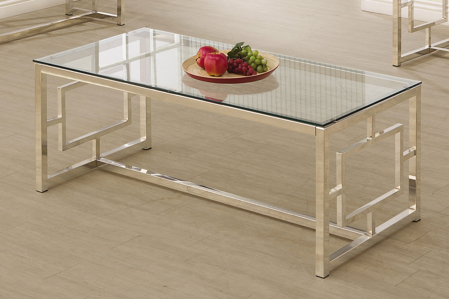 Coaster - Rectangle Glass Top Coffee Table in Nickel