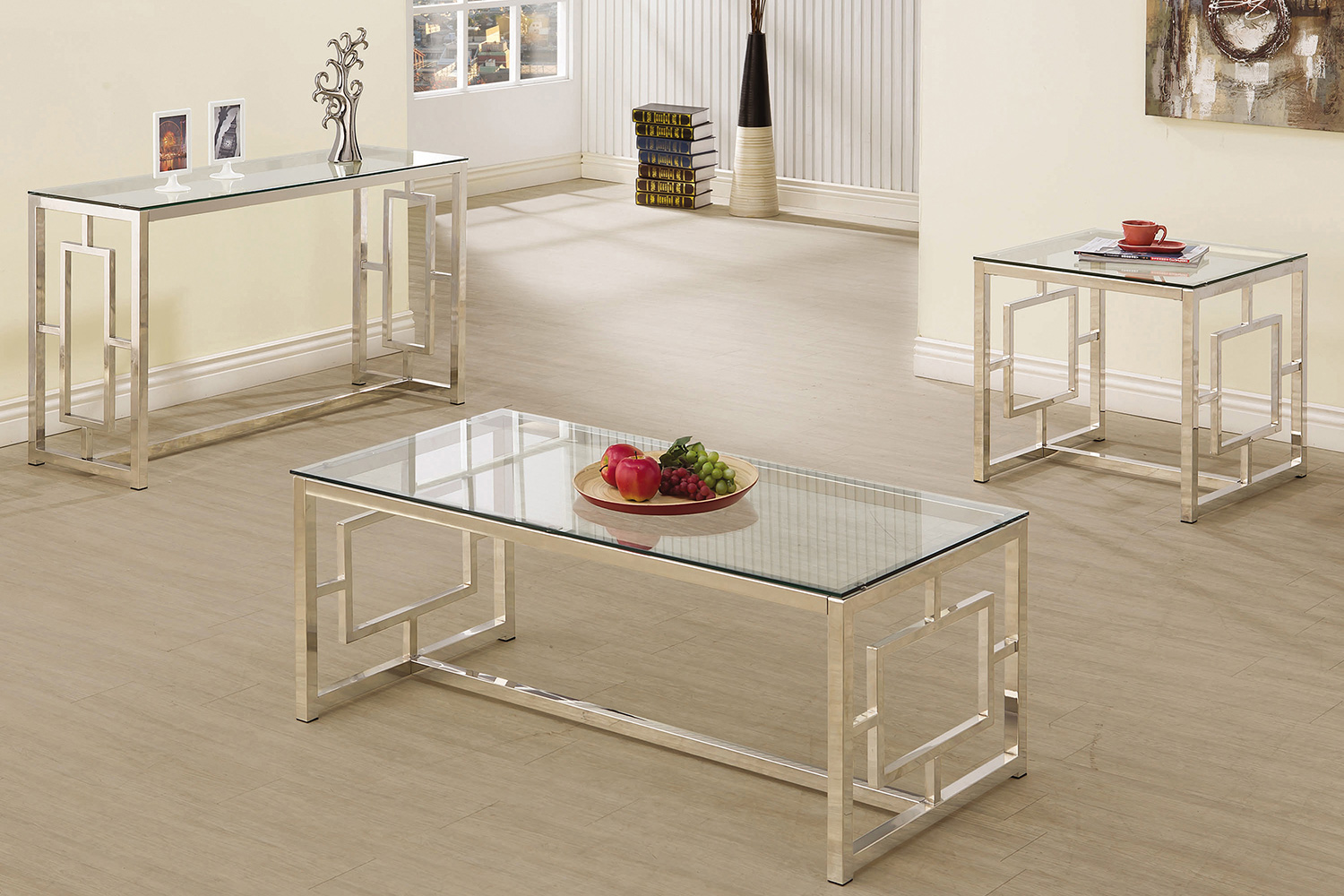 Coaster - Rectangle Glass Top Coffee Table in Nickel