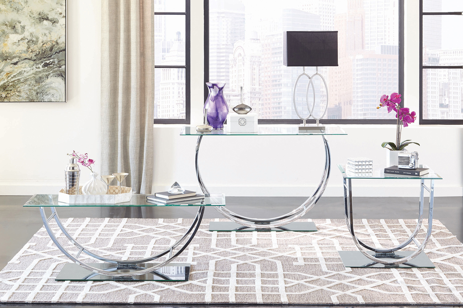 Coaster - U-Shaped End Table in Chrome