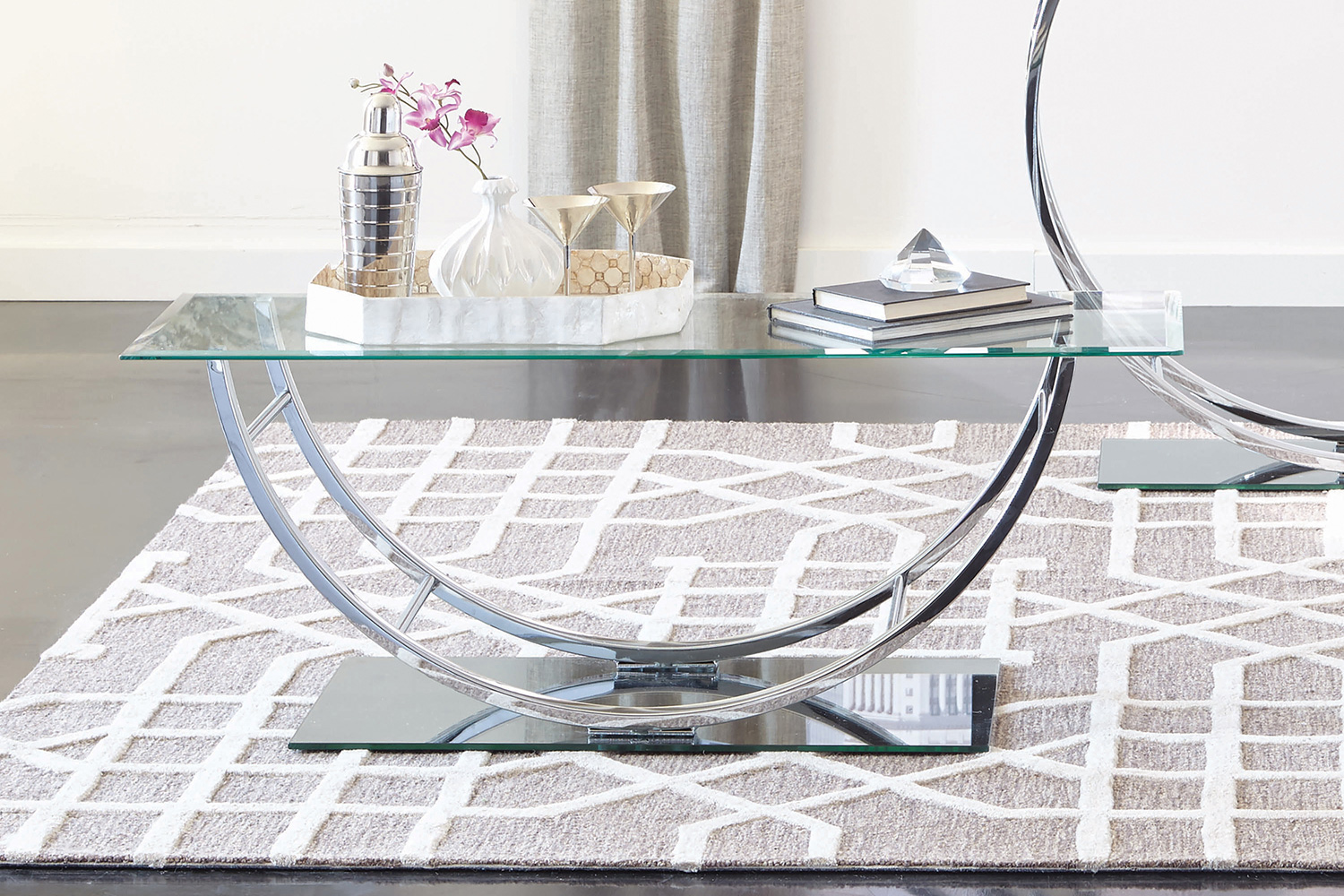 Coaster - U-Shaped Coffee Table in Chrome