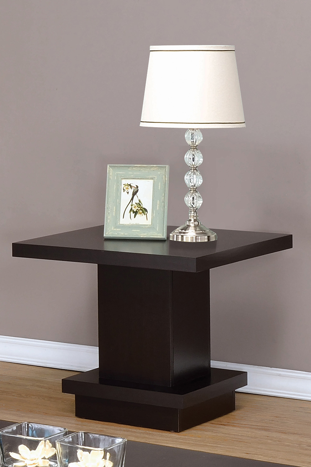 Coaster - Pedestal Square End Table in Cappuccino