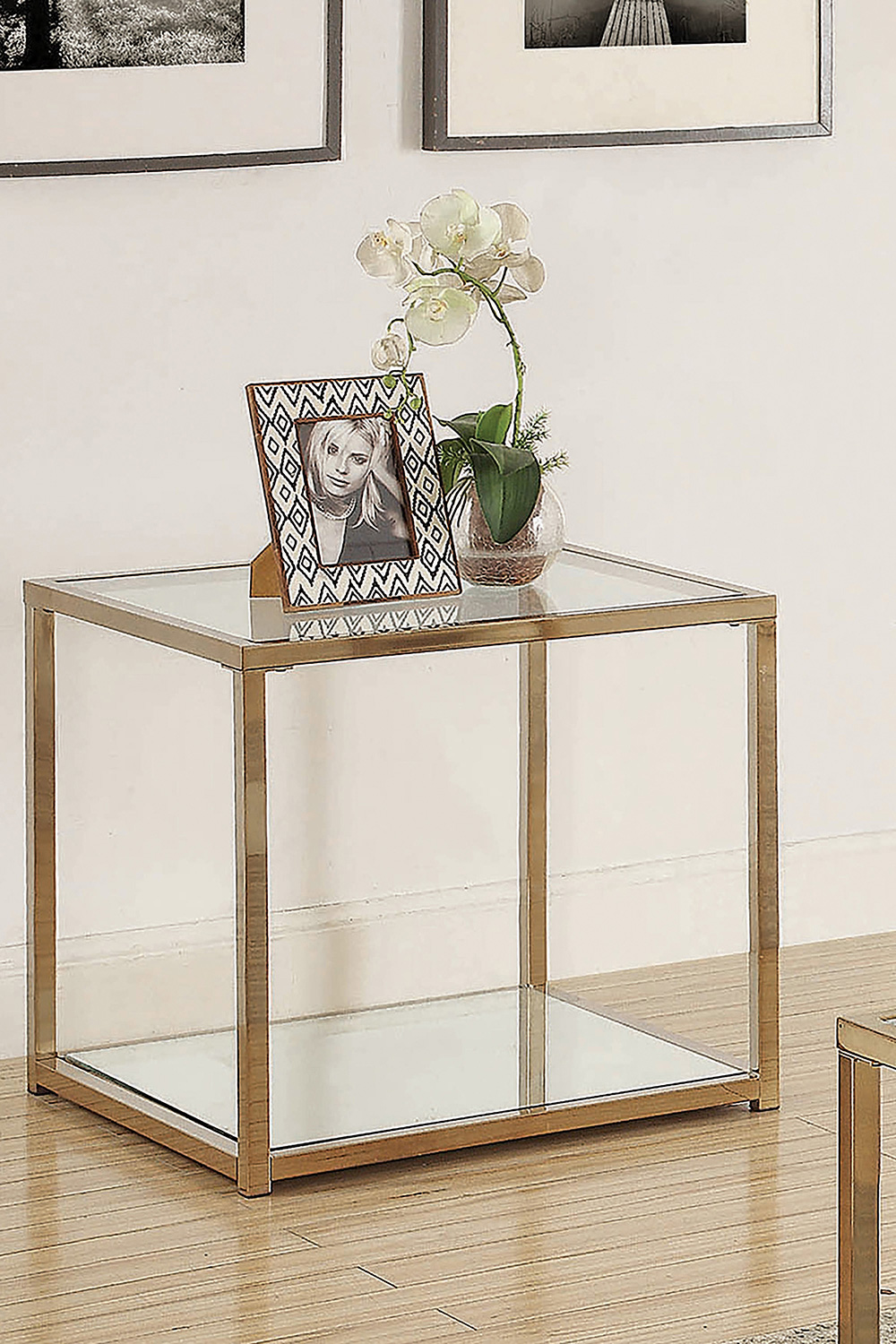 Coaster - End Table With Mirror Shelf in Chocolate Chrome