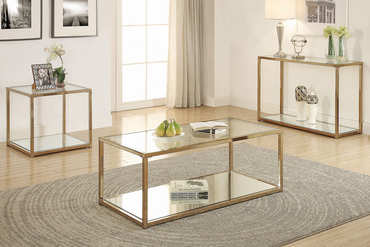 Coaster - End Table With Mirror Shelf in Chocolate Chrome