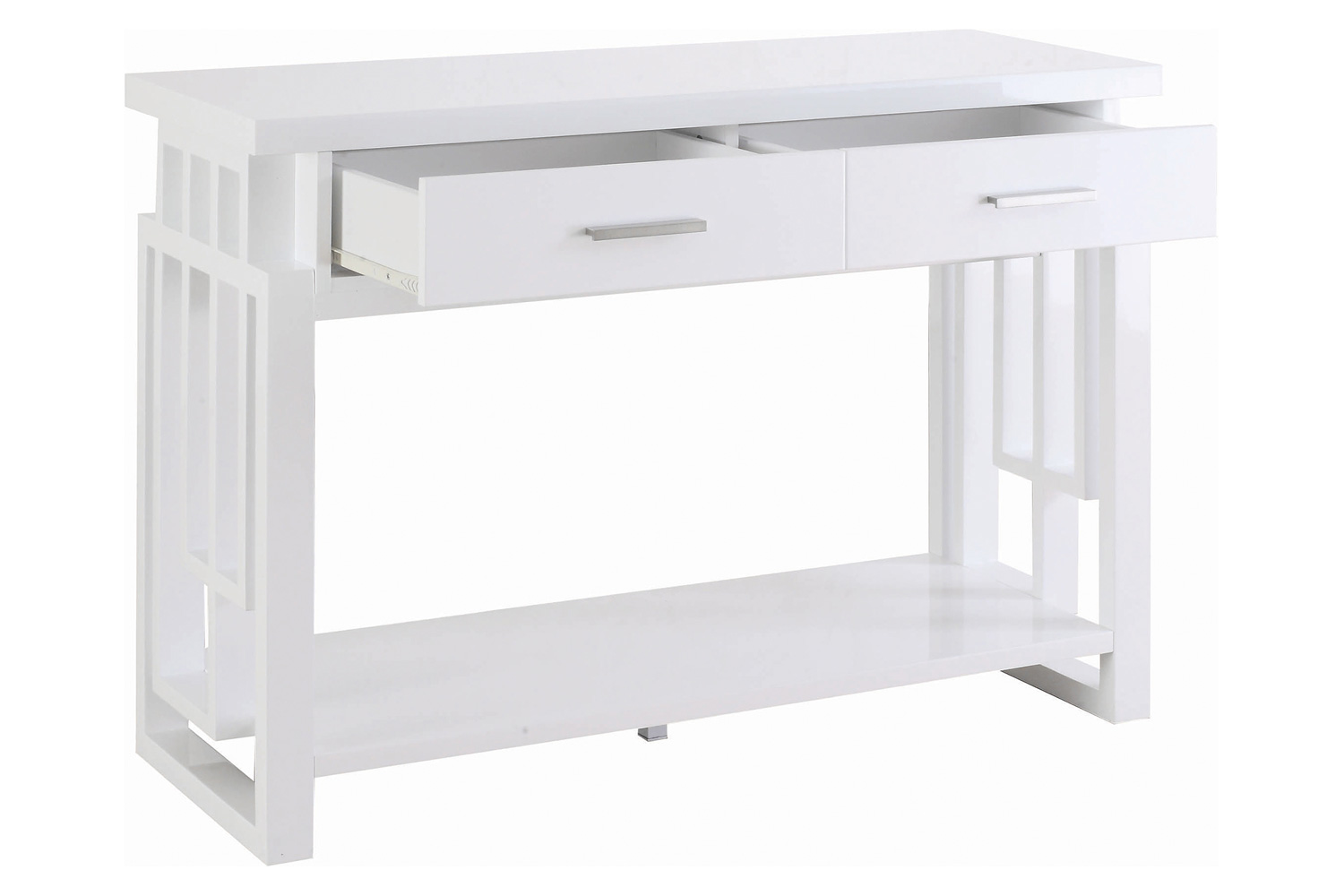 Coaster - Rectangular 2-Drawer Sofa Table in High Glossy White