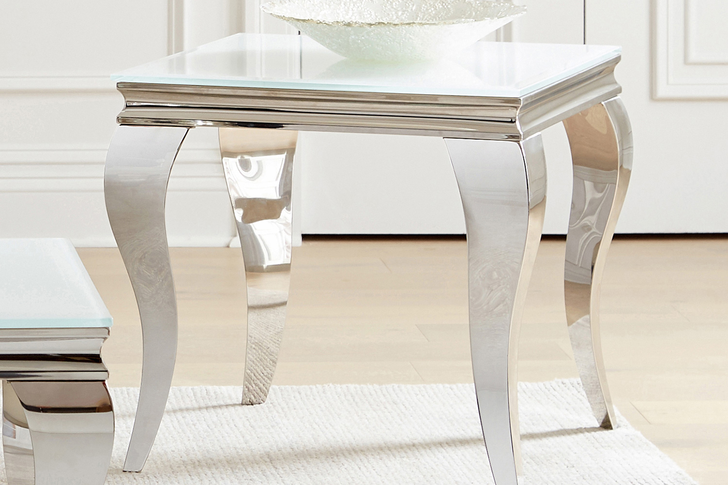 Coaster - Delilah Square End Table in White/Chrome