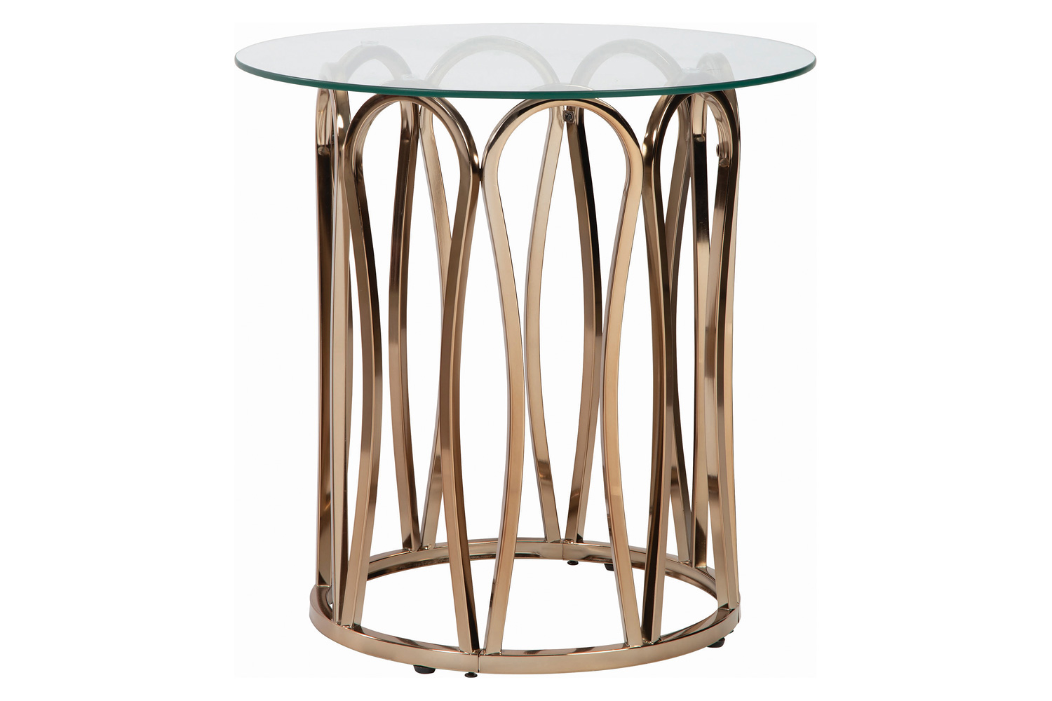 Coaster - Round End Table in Chocolate Chrome/Clear