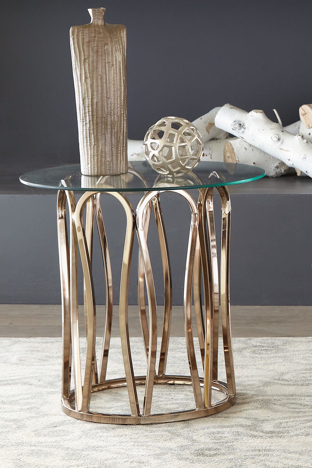 Coaster - Round End Table in Chocolate Chrome/Clear