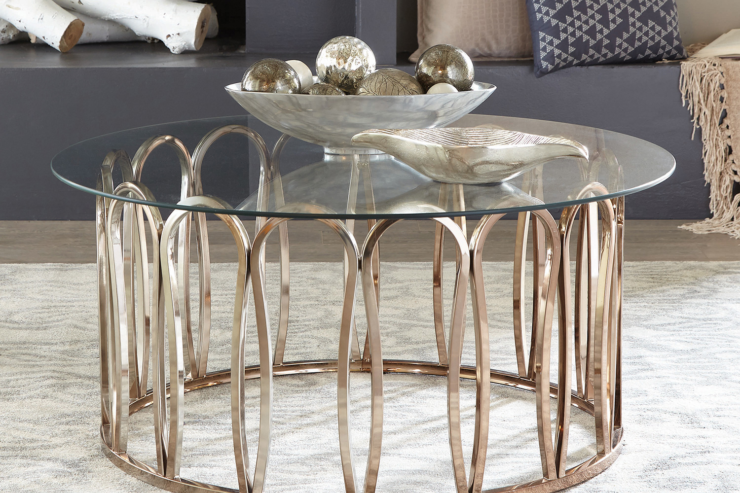 Coaster - Round Coffee Table in Chocolate Chrome/Clear