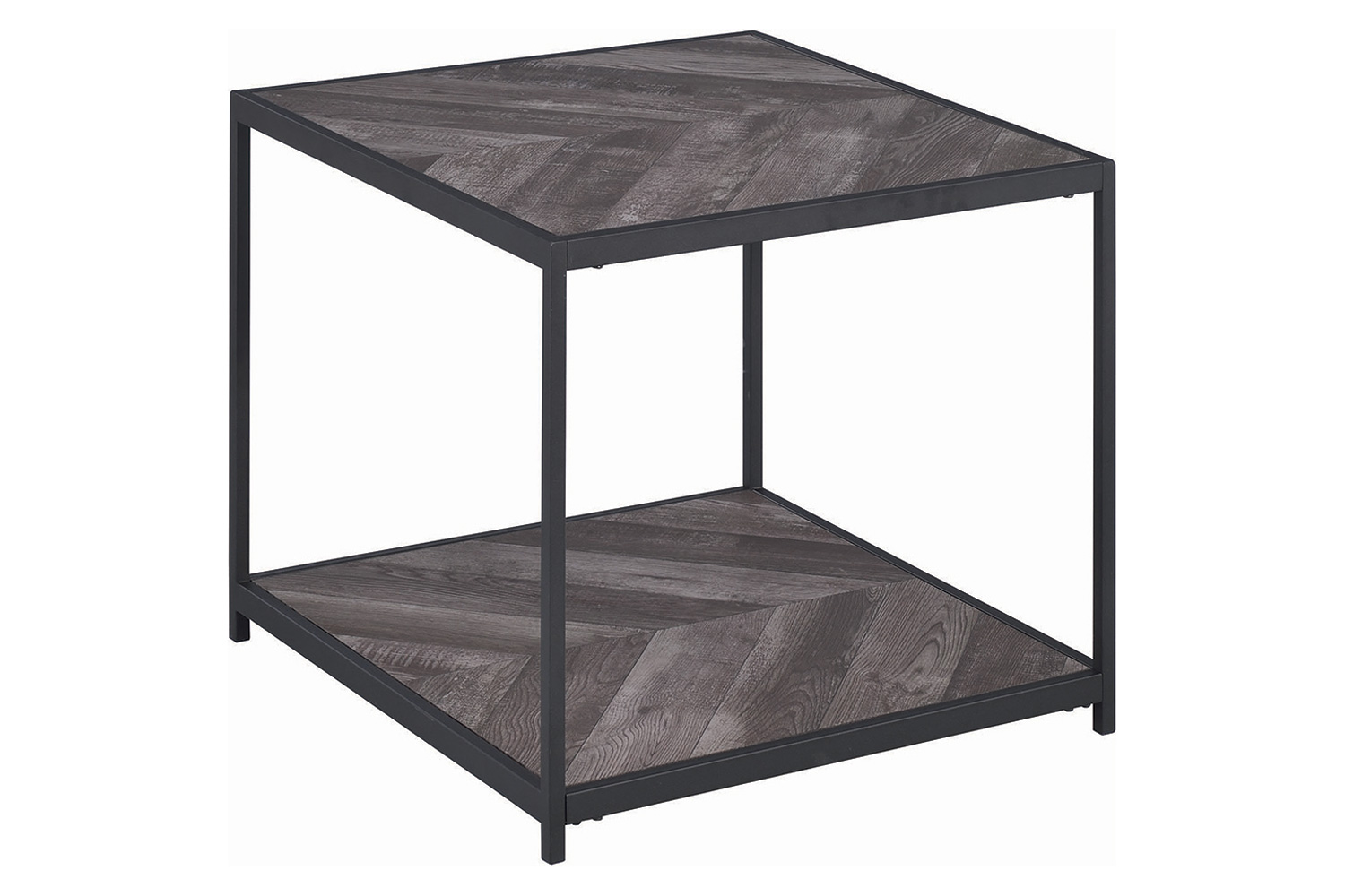 Coaster - Beckley Chevron End Table in Rustic Gray Herringbone