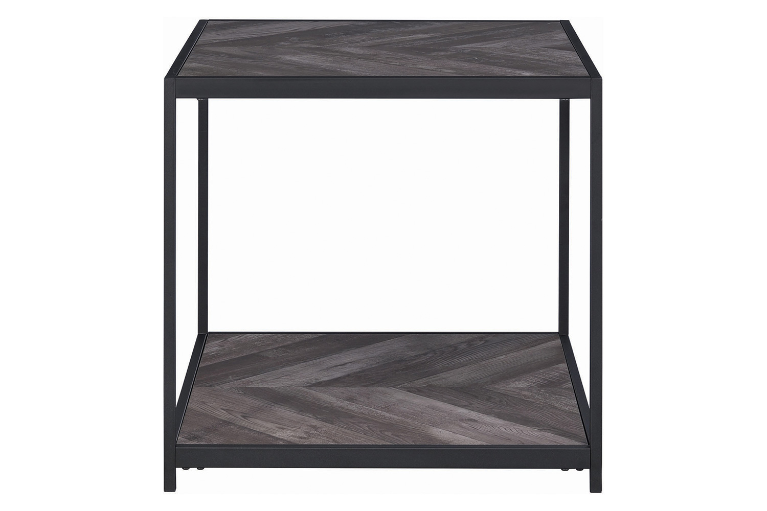 Coaster - Beckley Chevron End Table in Rustic Gray Herringbone