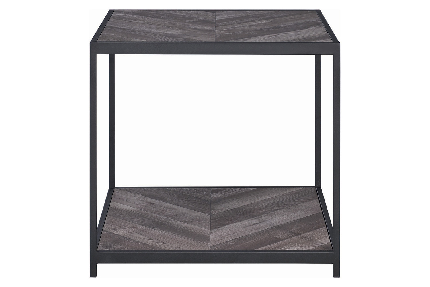 Coaster - Beckley Chevron End Table in Rustic Gray Herringbone