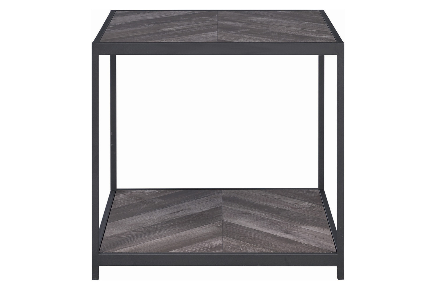 Coaster - Beckley Chevron End Table in Rustic Gray Herringbone