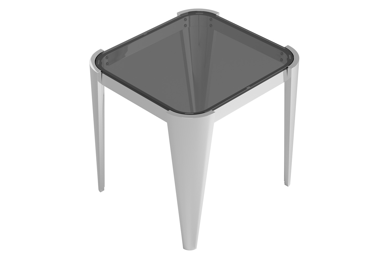 Coaster - Square Glass Top End Table in Silver/Gray