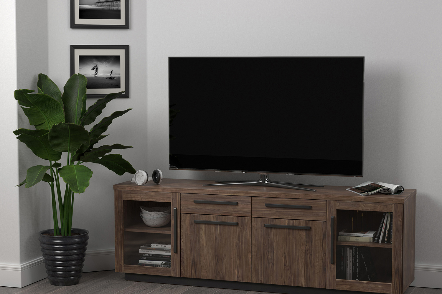 Coaster - 4-Drawer TV Console in Aged Walnut