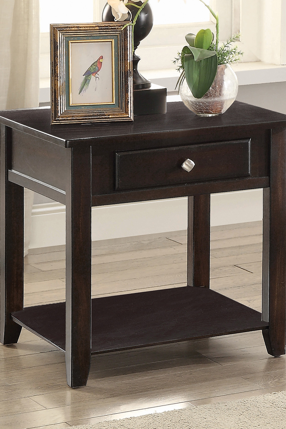 Coaster - Square 1-Shelf End Table in Walnut