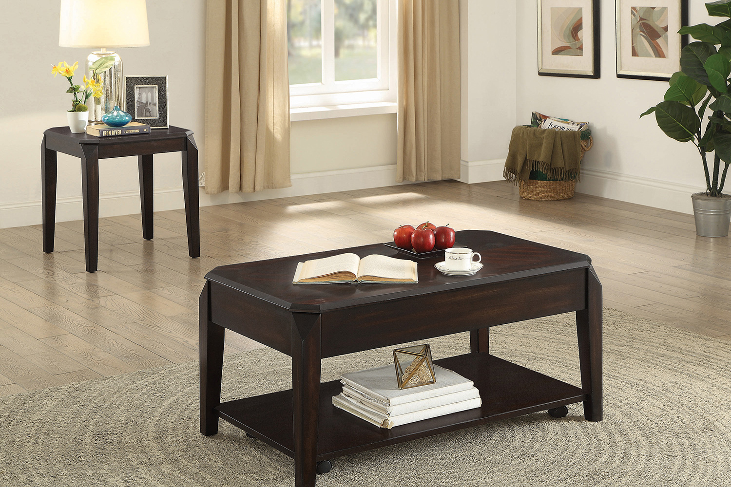 Coaster - Square End Table in Walnut