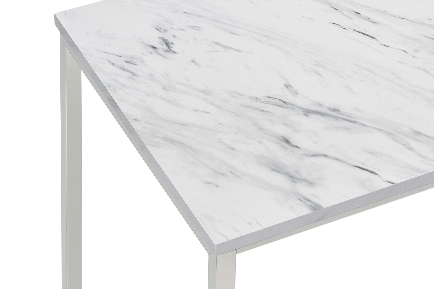 Coaster - Faux Marble Square End Table in White/Satin Nickel