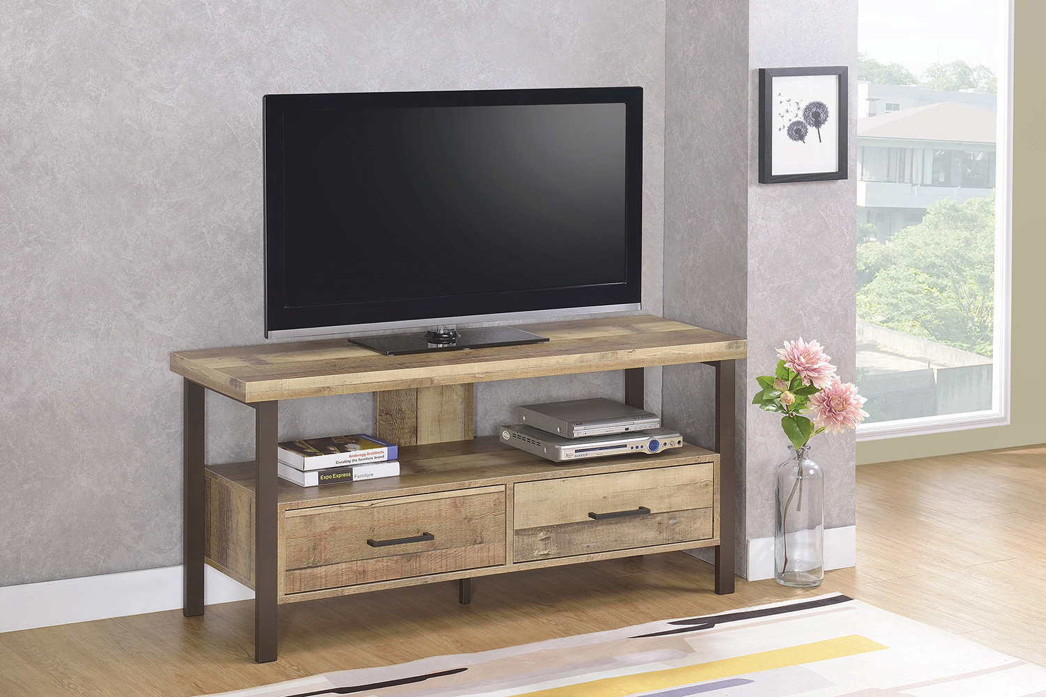 Coaster 48" 2-Drawer TV Console - Weathered Pine