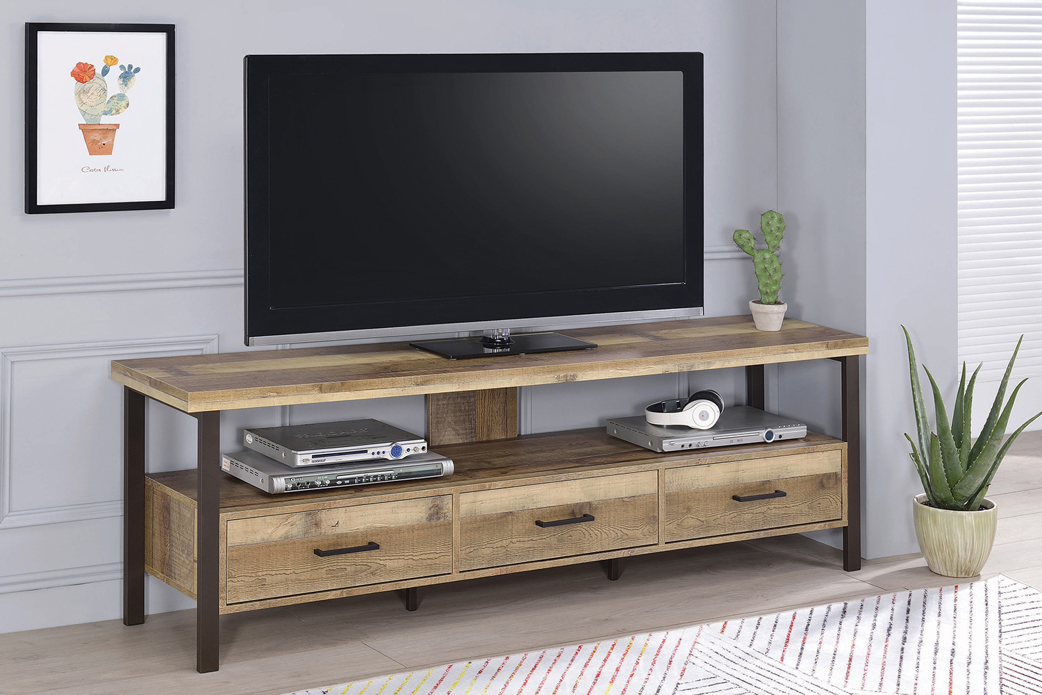 Coaster 71" 3-Drawer TV Console - Weathered Pine