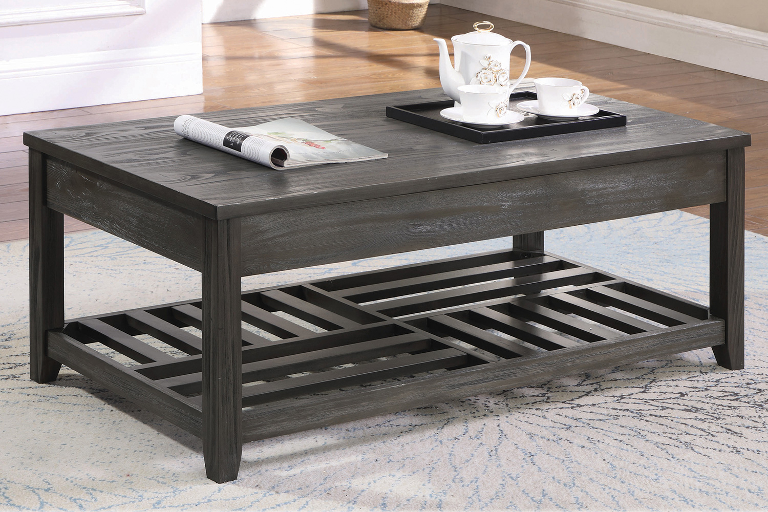 Coaster - Lift Top Coffee Table With Storage in Cavities Gray