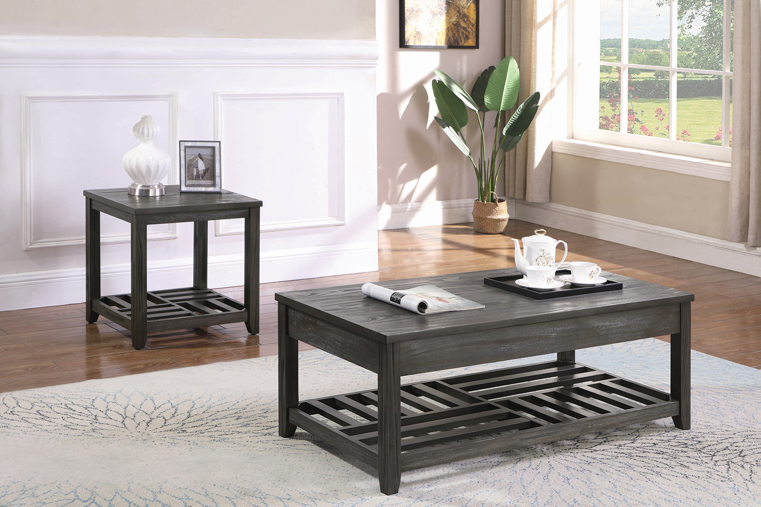 Coaster - Lift Top Coffee Table With Storage in Cavities Gray