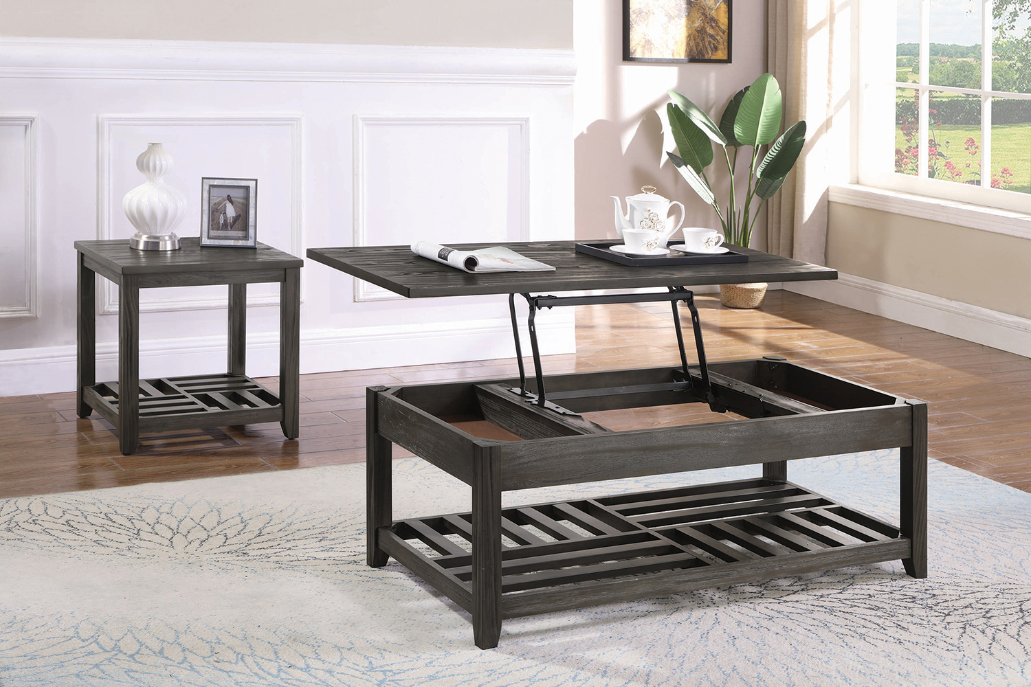 Coaster - Lift Top Coffee Table With Storage in Cavities Gray