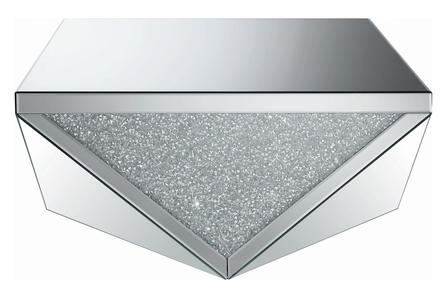 Coaster - Square Coffee Table With Triangle Detailing in Silver/Clear Mirror