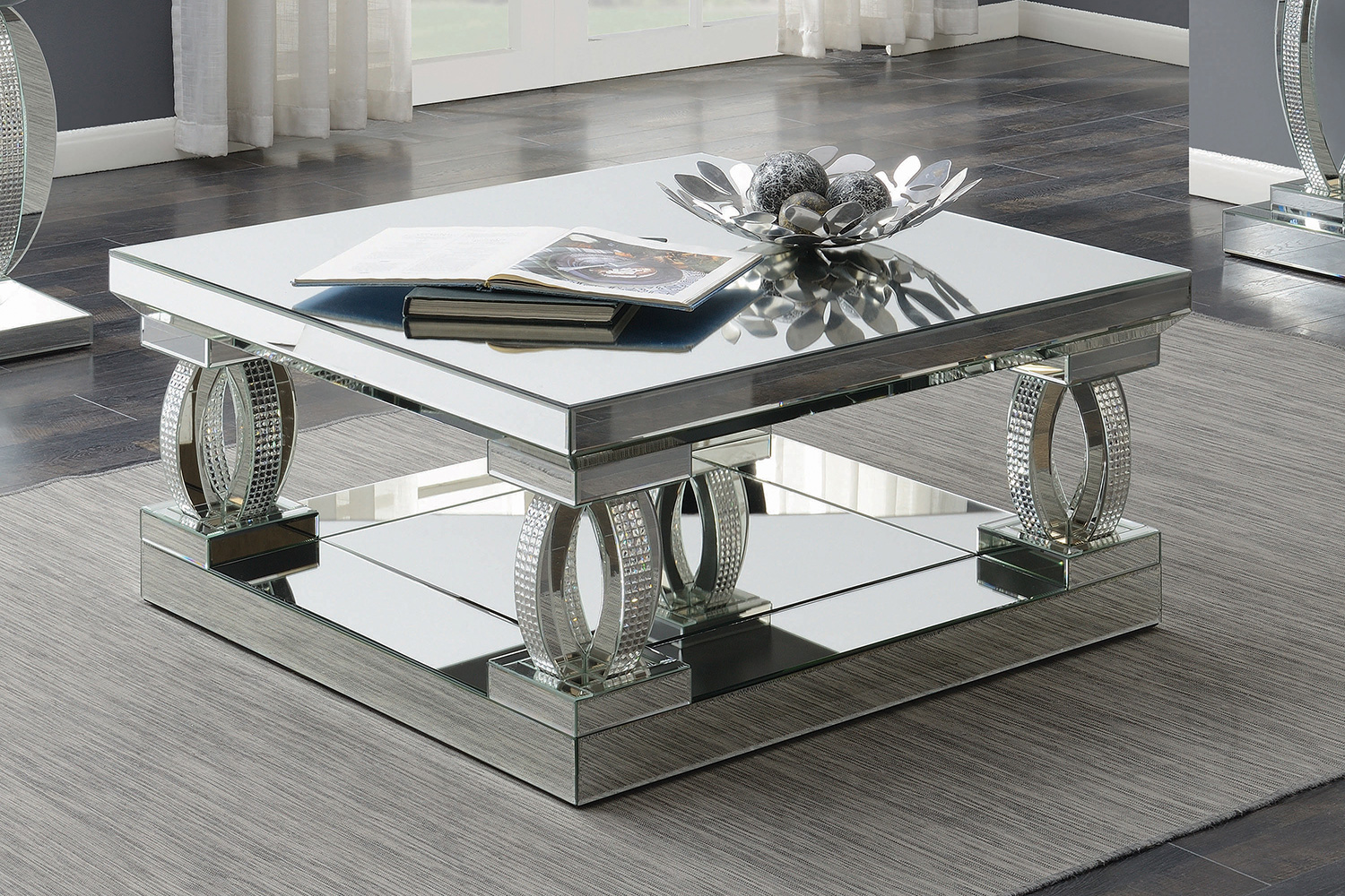 Coaster - Avonlea Square Coffee Table With Lower Shelf in Clear Mirror