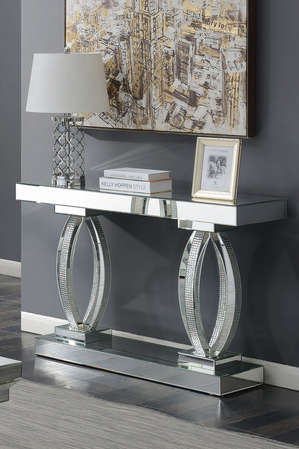 Coaster - Rectangular Sofa Table With Shelf in Clear Mirror