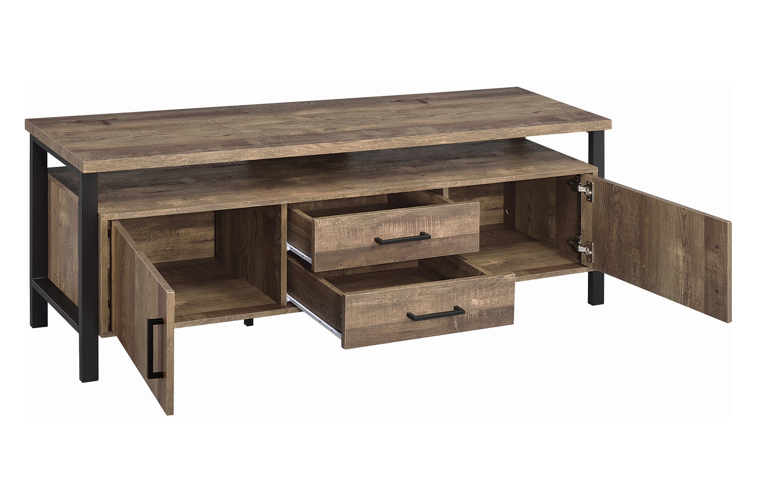 Coaster 59" 2-Drawer Rectangular TV Console - Rustic Oak