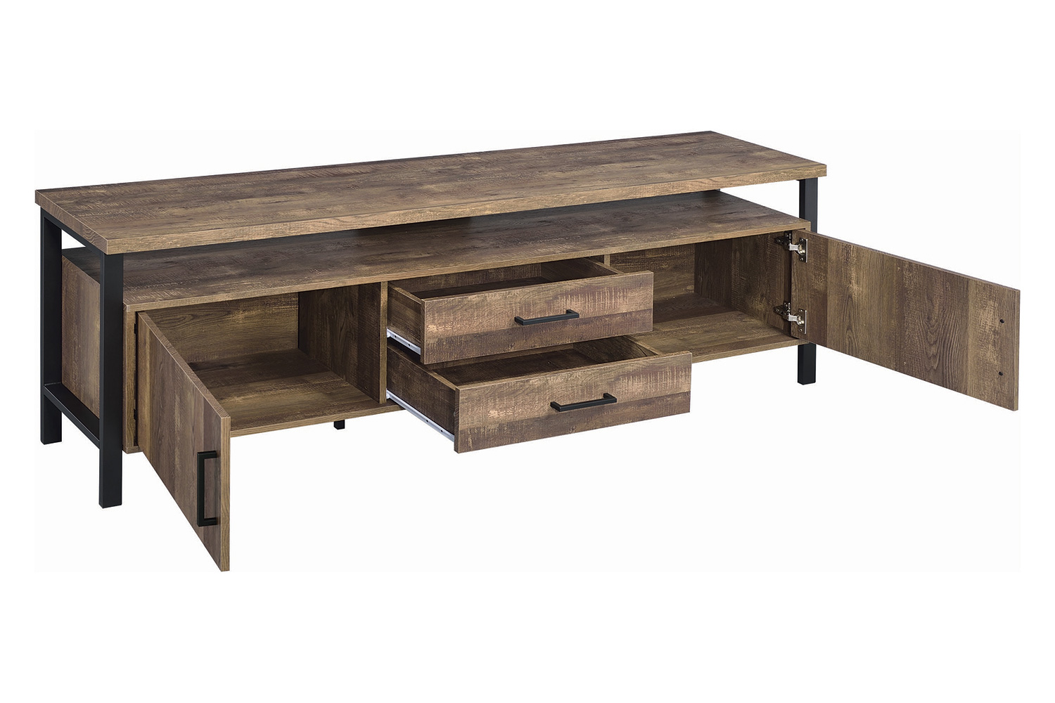 Coaster 71" 2-Drawer Rectangular TV Console - Rustic Oak