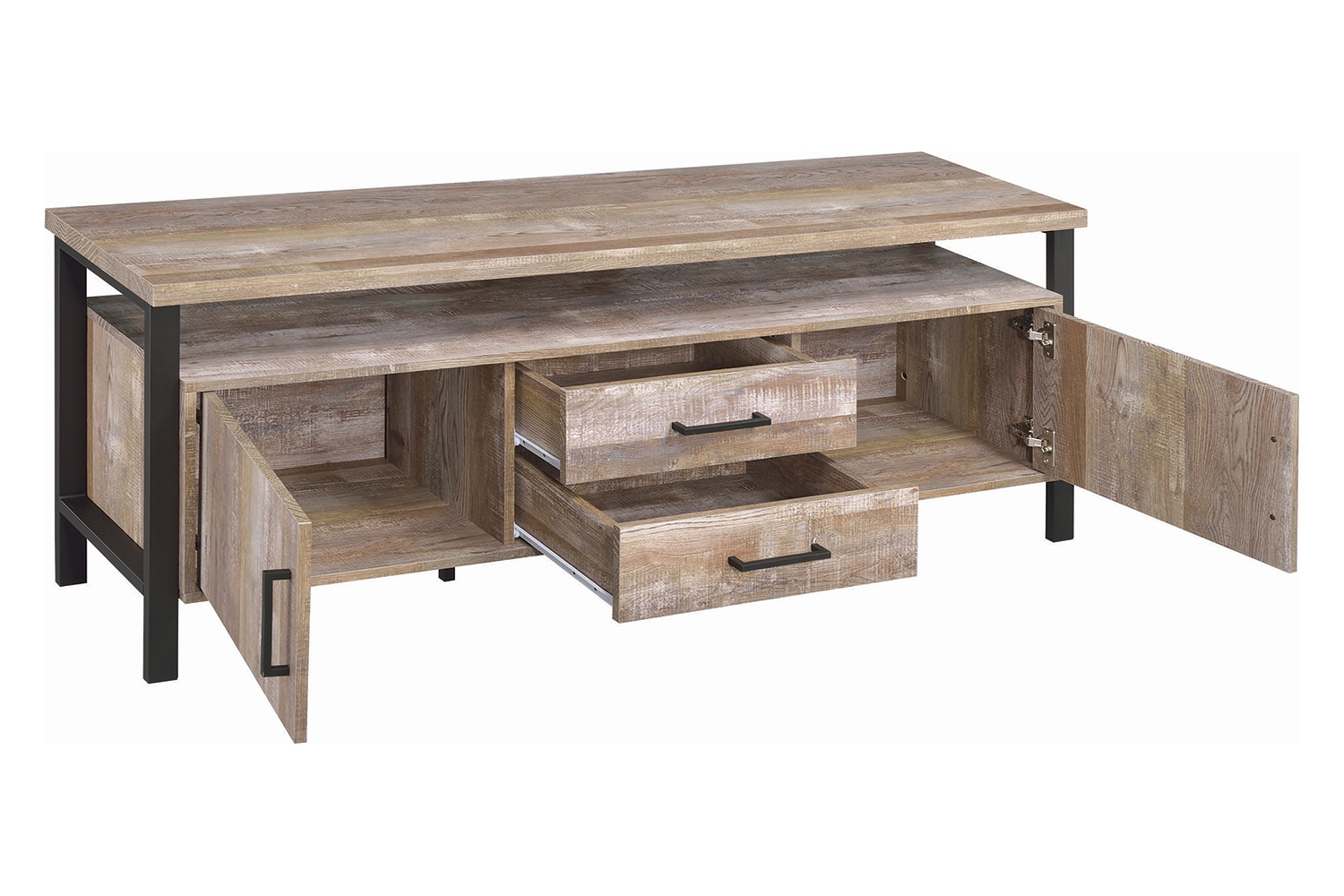 Coaster 59" 2-Drawer TV Console - Weathered Oak