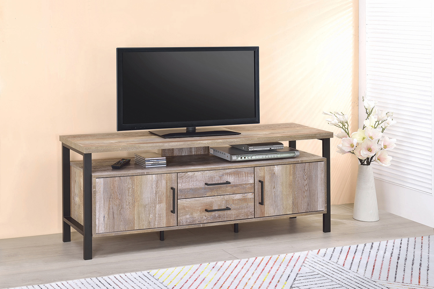 Coaster 59" 2-Drawer TV Console - Weathered Oak