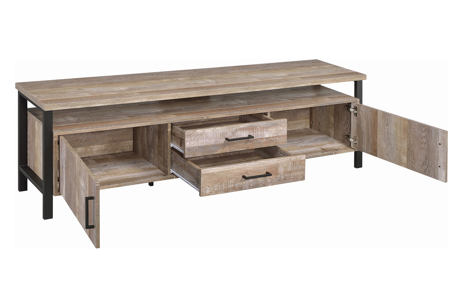 Coaster 71" 2-Drawer TV Console - Weathered Oak