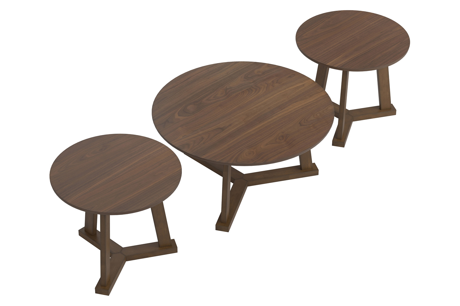 Coaster™ 3-Piece Round Occasional Table Set - Natural Walnut