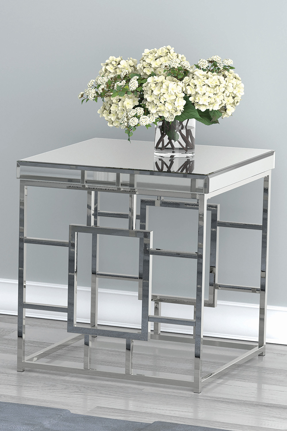 Coaster - Geometric Frame Square End Table in Chrome