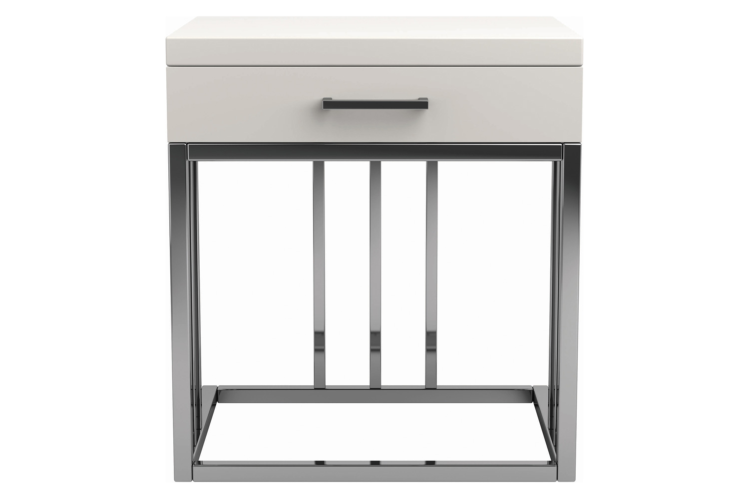 Coaster - 1-Drawer Rectangular End Table in Glossy White/Chrome