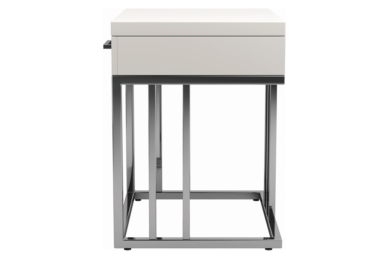 Coaster - 1-Drawer Rectangular End Table in Glossy White/Chrome