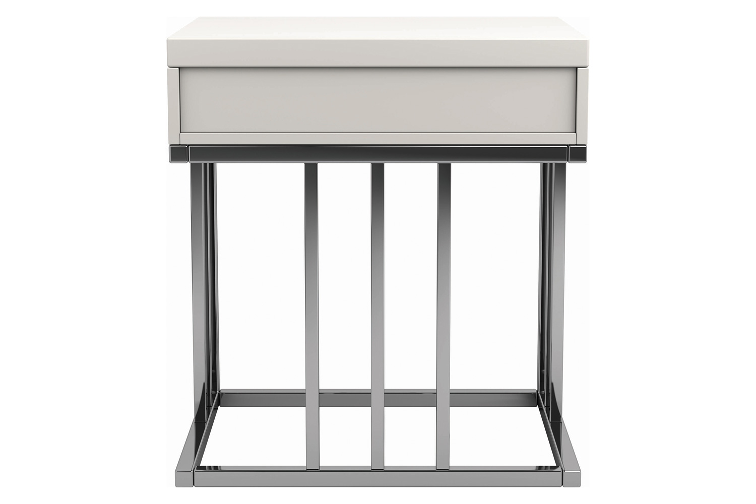 Coaster - 1-Drawer Rectangular End Table in Glossy White/Chrome