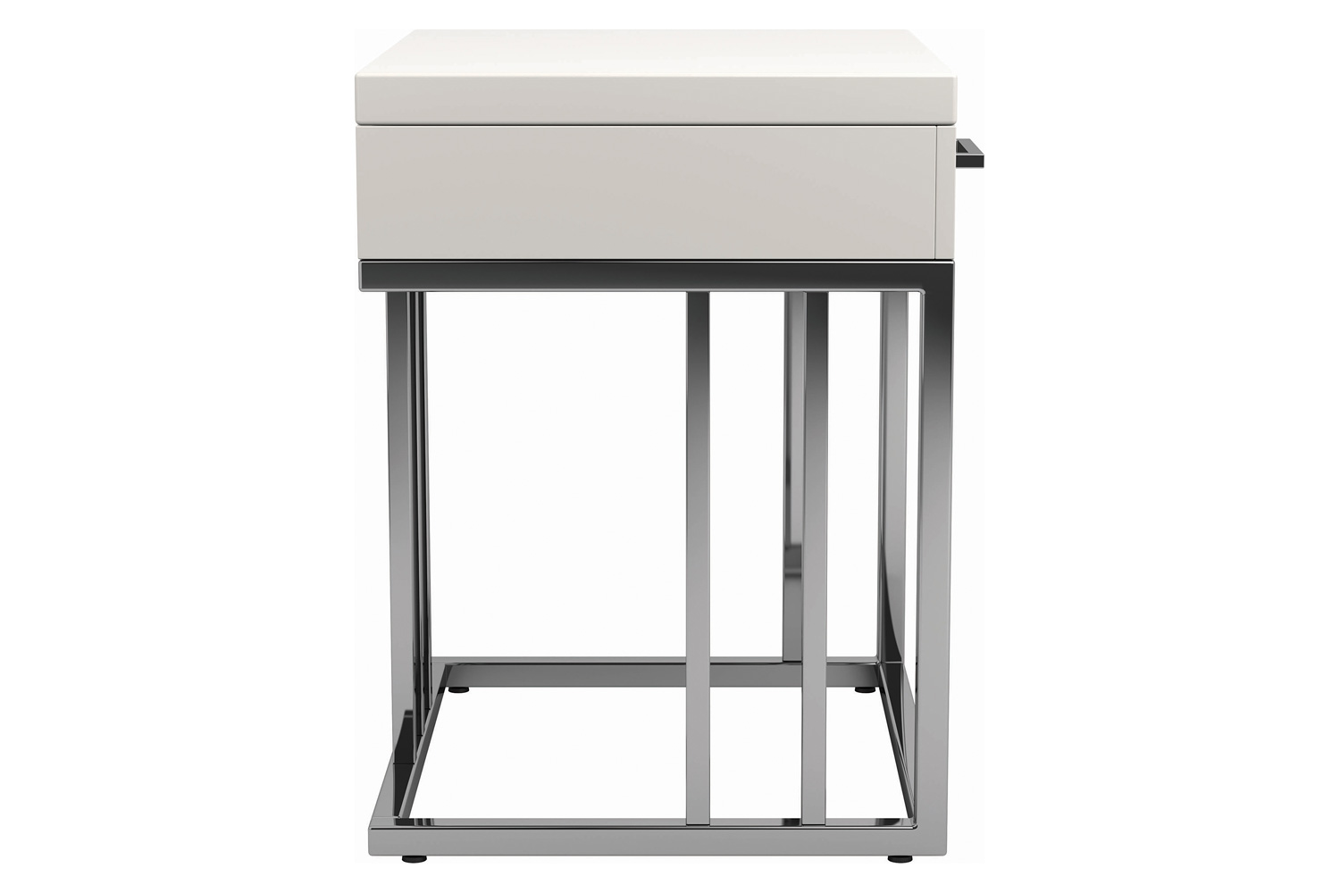 Coaster - 1-Drawer Rectangular End Table in Glossy White/Chrome