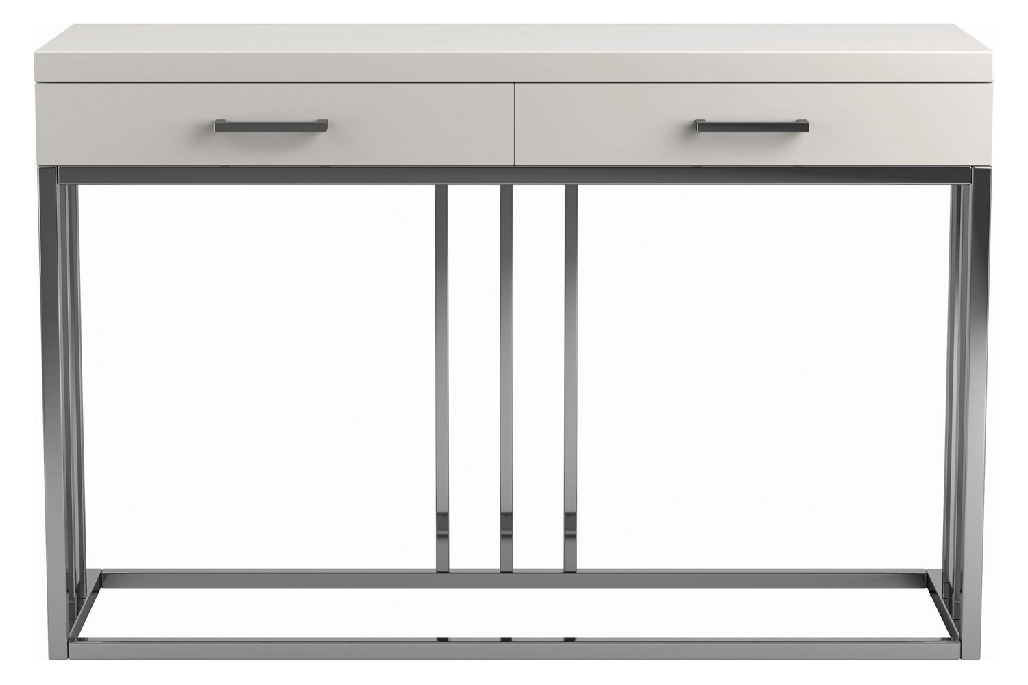 Coaster - 2-Drawer Rectangular Sofa Table in Glossy White/Chrome